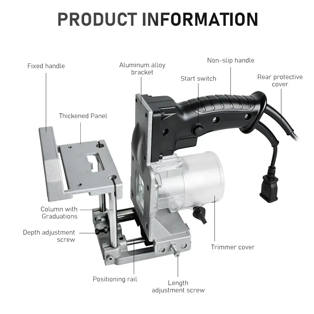 Portable Mini Grooving Machine Rack 2-in-1 Woodworking Mold Trimmer Milling Machine Cutter Connection Positioning Holder Stand