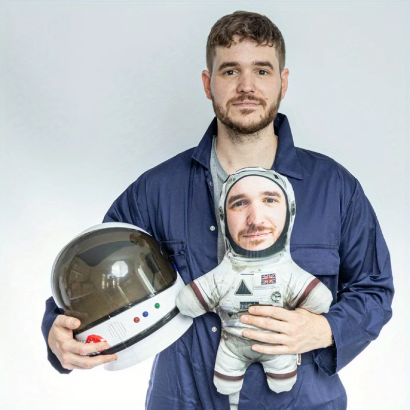 Maßgeschneidertes doppelseitig bedrucktes Astronauten-Gesichtskissen, Kissen, Sitzkissen zum Geburtstag, Geschenk mit Weltraumthemen