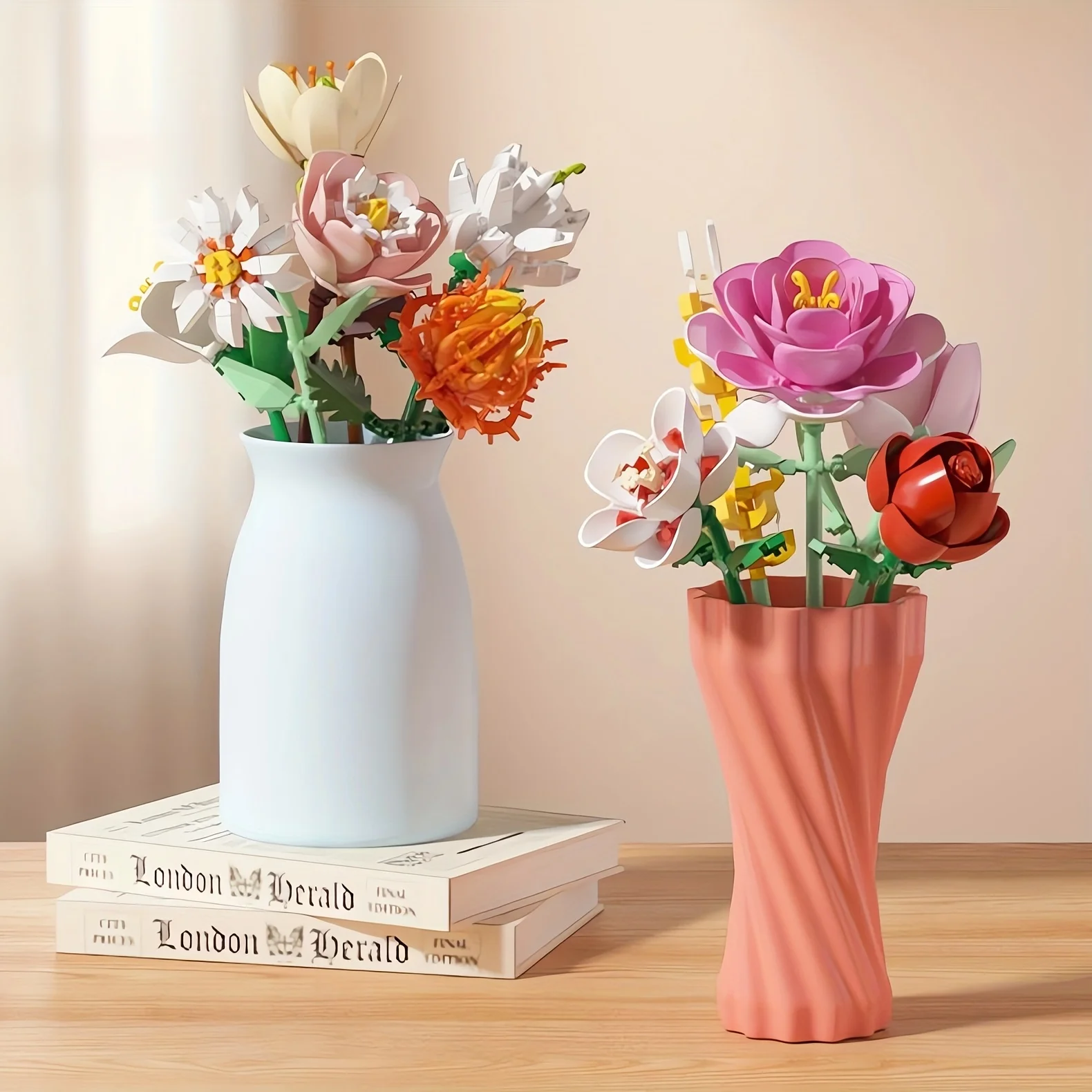 Romantische Blumendekorationen für Bausteine, Festivalgeschenke, kleine Bausteinsträuße, handgefertigte Blumensträuße, Valentinstag – Detail 2