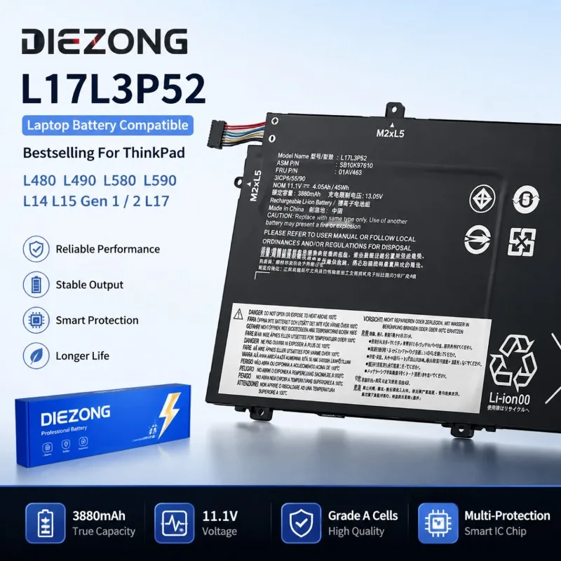 Bestselling For ThinkPad L480 L490 L580 L590 L14 L15 Gen 1 / 2 L17L3P52  Laptop Battery Compatible