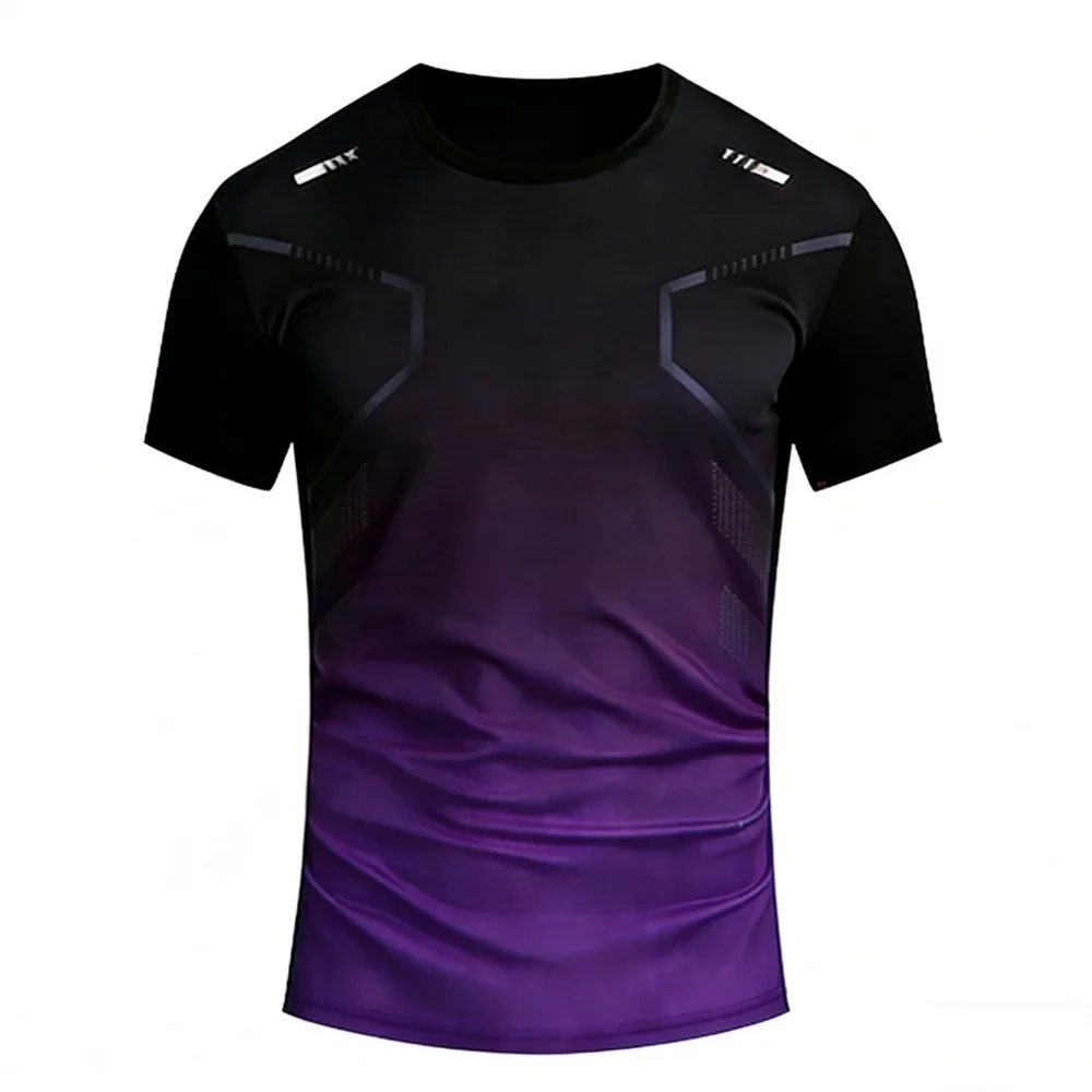 Herren-T-Shirt für Outdoor-Sportarten, Lauf-T-Shirts, T-Shirt mit Farbverlaufsmuster, bedruckt, bequem, schnell trocknend, kurzärmelig, Unisex-Oberteile