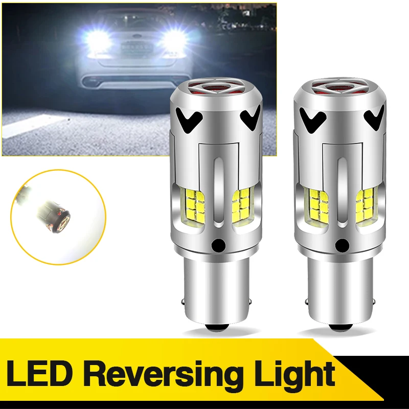 

2 шт. P21W 1156 светодиодный резервный фонарь заднего хода BA15S 25 Вт, автоматический задний фонарь белого/янтарного цвета для Toyota Nissan Peugeot Honda Ford VW Chevrolet