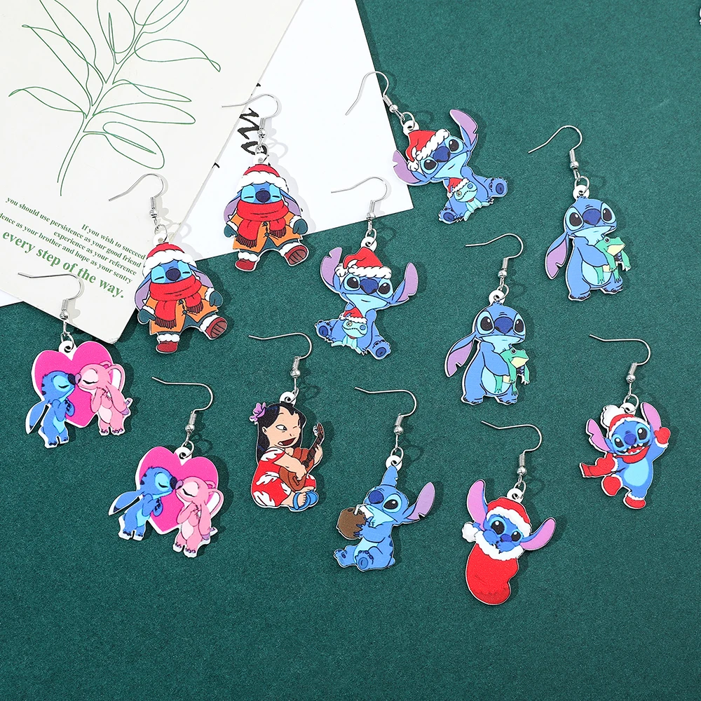 Disney Cartoon Figure Stitch Pendant Earrings Christmas Style Stitch Ear Drop for Women Girls Earrings Accessories