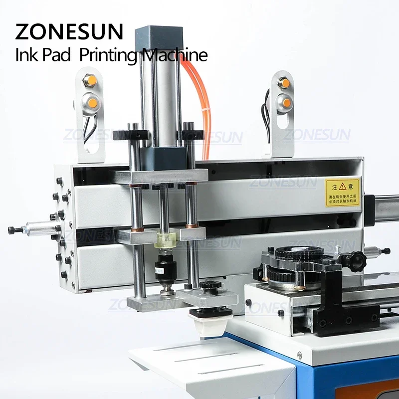 ZONESUN Pneumatische Inkt Cup Pad Drukmachine Automatische Datum Codering Machine Cosmetische Plastic Caps Blikjes Fles Glazen Pad Printer