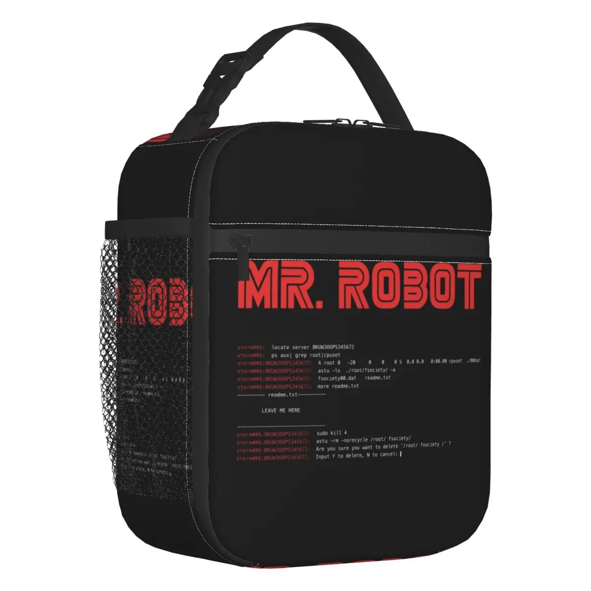 Mr Robot Crazy Insulated Lunch Bag for Women Resuable Arch Linux Programmer Cooler Thermal Bento Box Beach Camping Travel