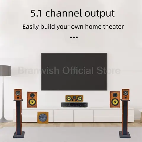 5.1 Channel Sound Amplifier 2x150W Hifi Amplifier 5.0 Bluetooth Amp Surround USB MIC OPT COAX For Home Theater Karaoke Stage KTV