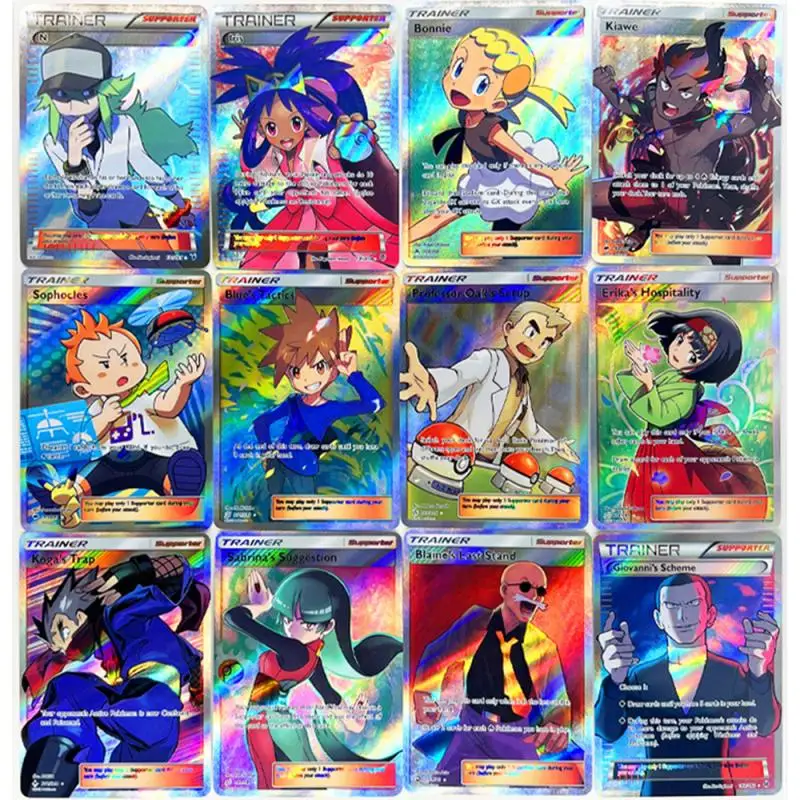 55PC/Set Anime Pokemon DIY ACG Laser Flash Card Misty Ash Ketchum May Toys for boys Collectible Cards Christmas Birthday Present