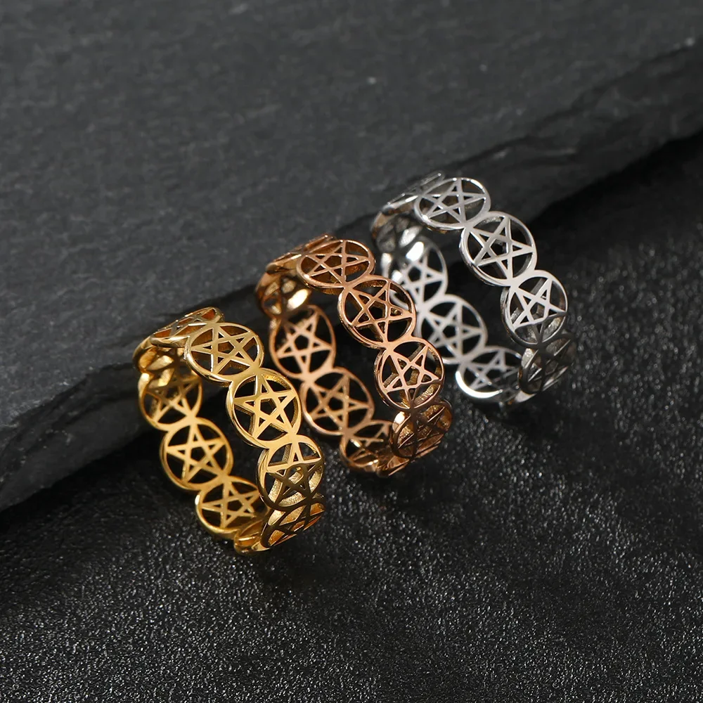 Women's Pentacle Ring in Gold, Silver, and Rose Gold