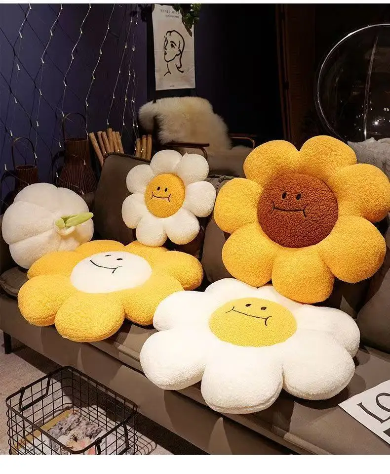 Sonnenblumen-Kissen für Sofa, Wohnzimmer, Boden, Blumenfenster, Blütenblatt-Rückenlehne, Luxuriöses Kopfteil-Kissen, Kindersitzkissen – Detail 1
