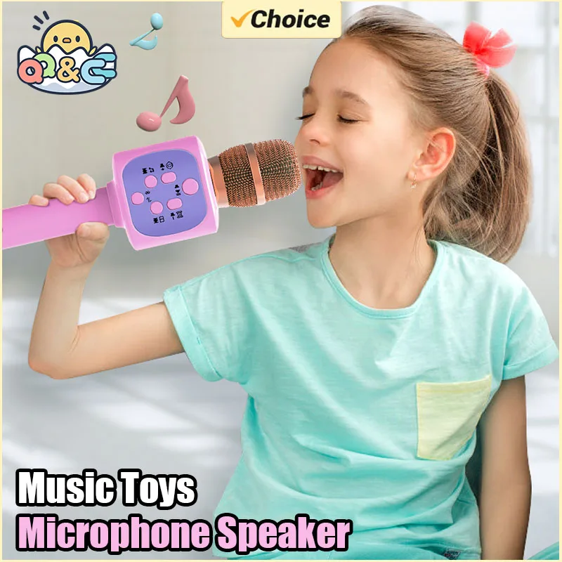 

Children's Portable Handheld Microphone Speaker Integrated Karaoke Puzzle Education Bluetooth Speaker with Wireless Microphone