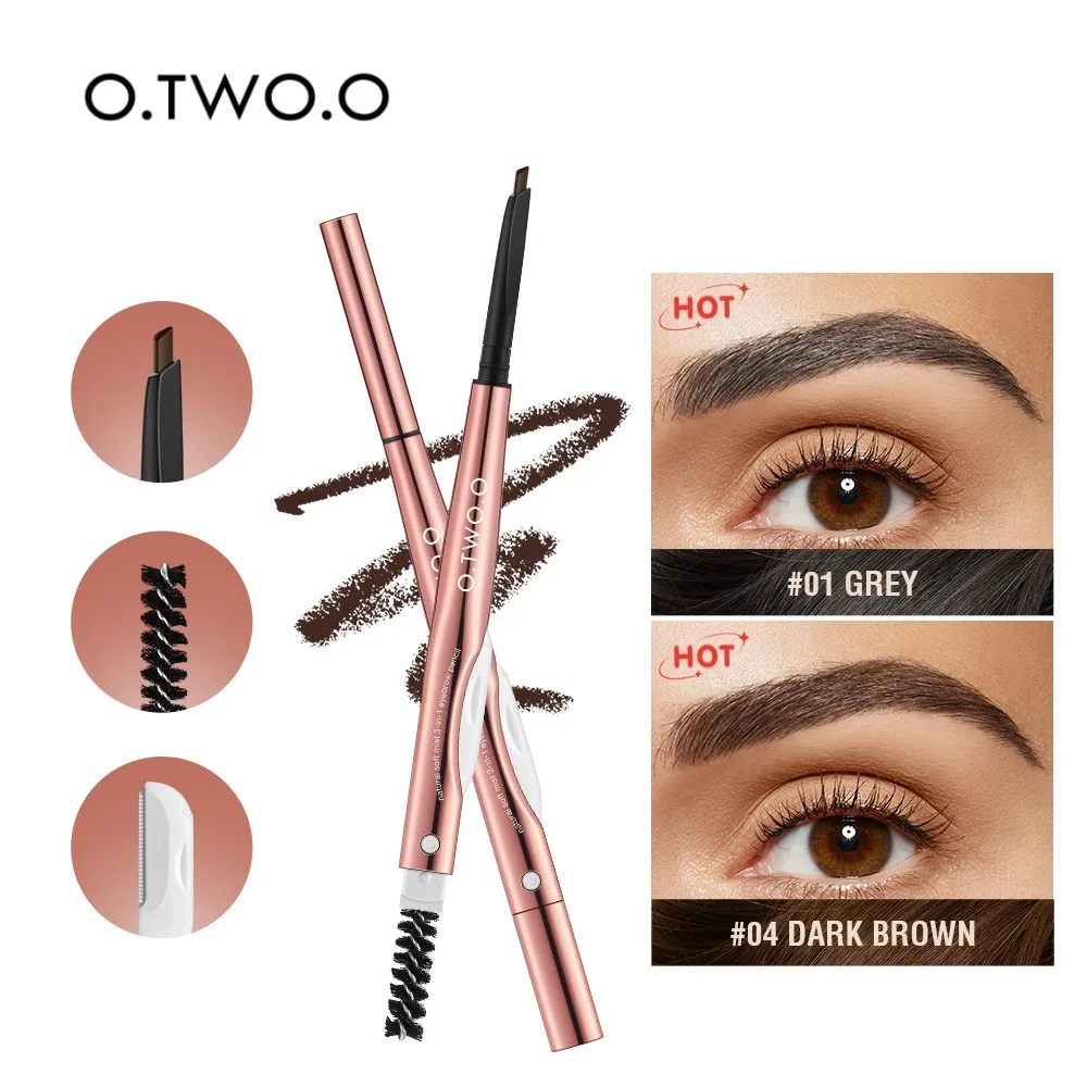 Wholesale O.TWO.O Eyebrow Pencil Fine Precise Brow Definer Waterproof Natural 4 Colors Brown Eye Brow Pen With Eyebrow Trimmer