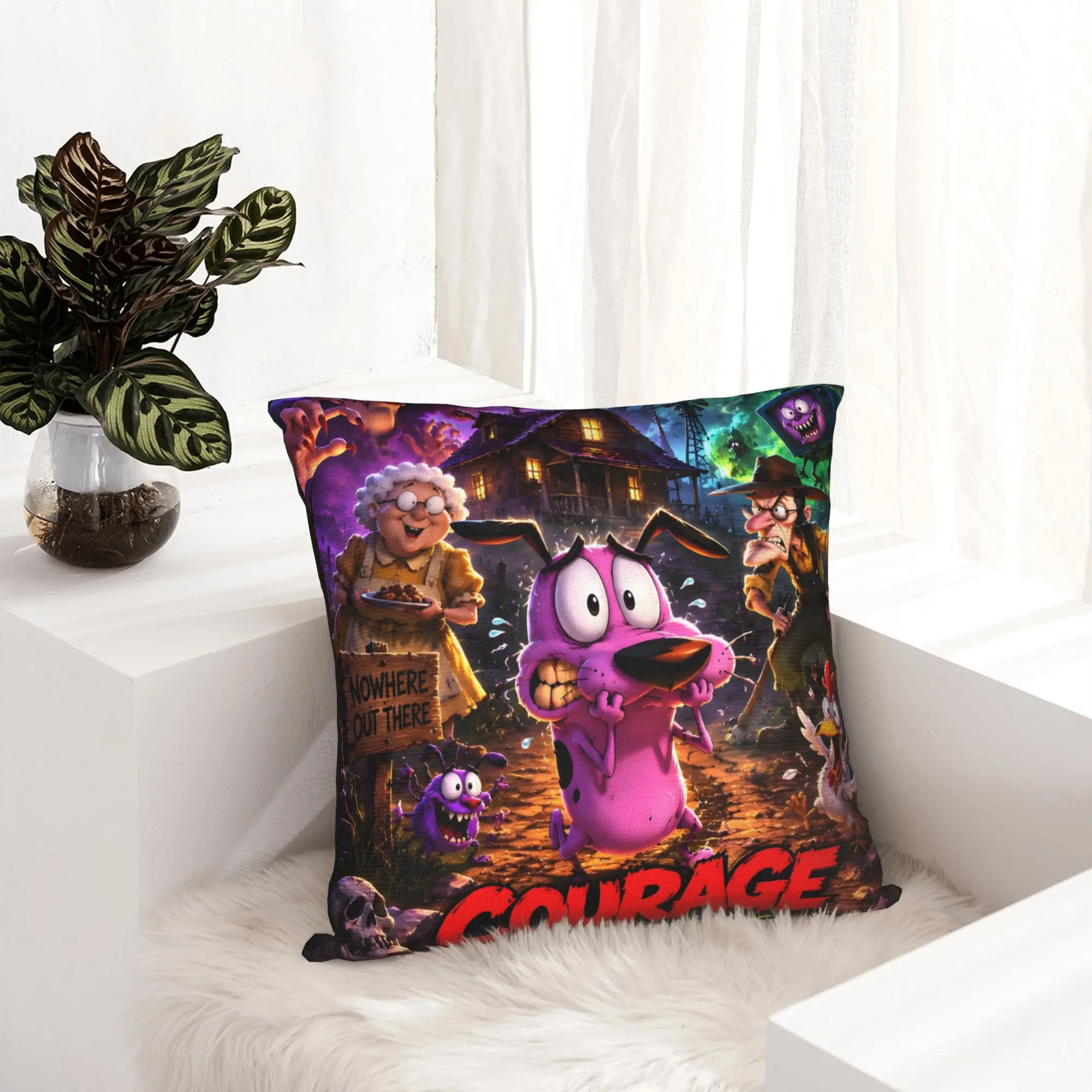 Courage Movie Pillow Case Home Decor Fashion Adventure Chair Cushion Square Pillowcase