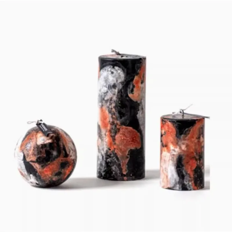 

French home decoration candle high temperature beeswax color oil painting candle ornament