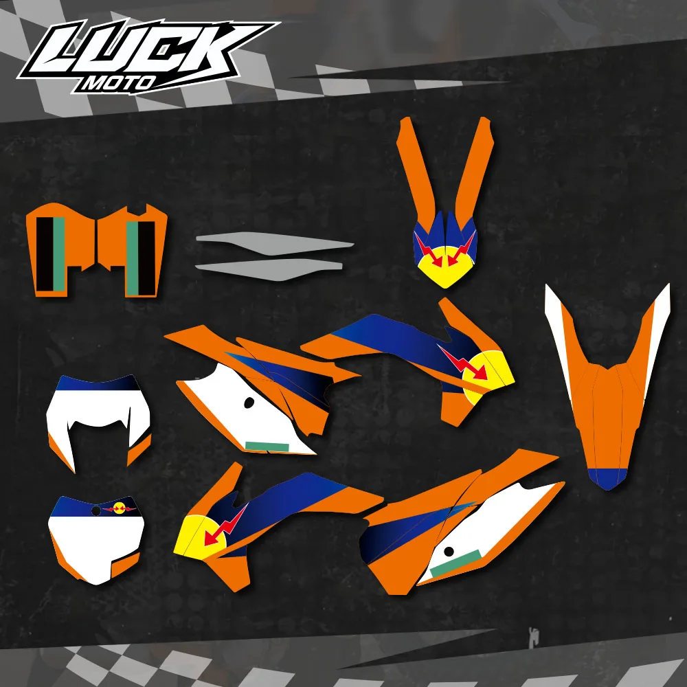 LUCKMOTO Team Background Graphic Decals Stickers Kit For KTM SX SXF SX-F XC XCF XC-F 125 150 200 250 300 350 400 450 2013 2014