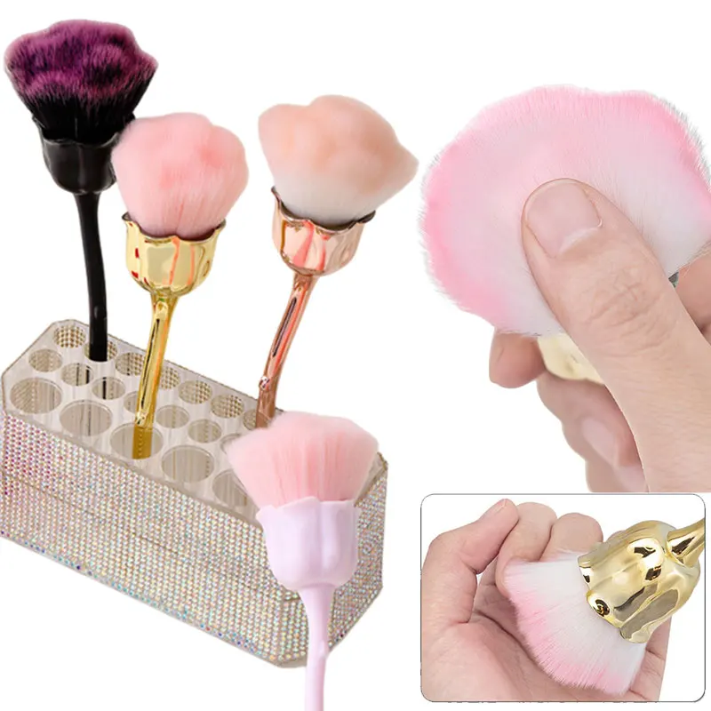 バラの形をしたソフトブラシマニキュア用ネイルダストブラシアクリル UV ジェルポリッシュパウダークリーニングネイルブラシ美容メイクブラシ