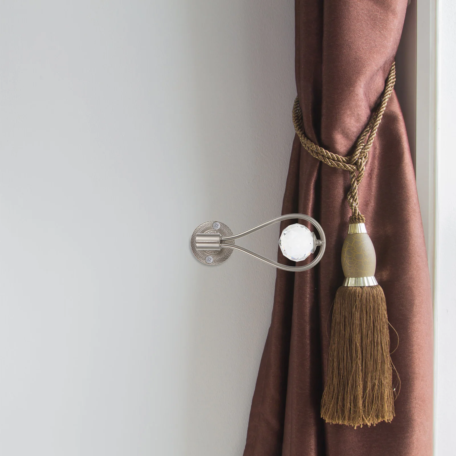 

1Pair Zinc Alloy Crystal Curtain Tieback Wall Hooks Elegant Curtain Holder for Home Hotel Bedroom Drapery Holders