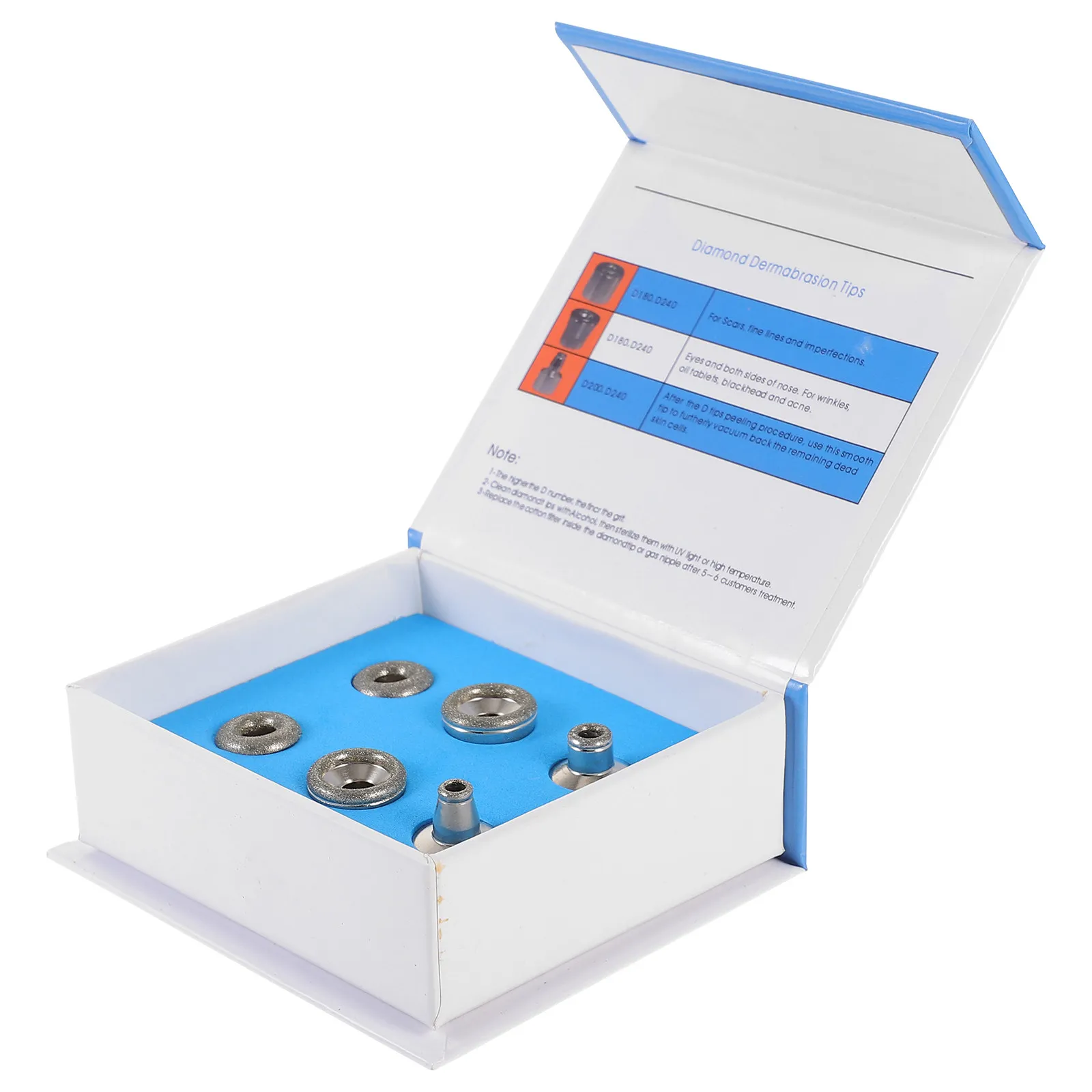 

Светящиеся алмазные насадки для микродермабразии, прочные аксессуары для косметологического аппарата, насадки-стержни в железной коробке, для ухода за кожей, белые