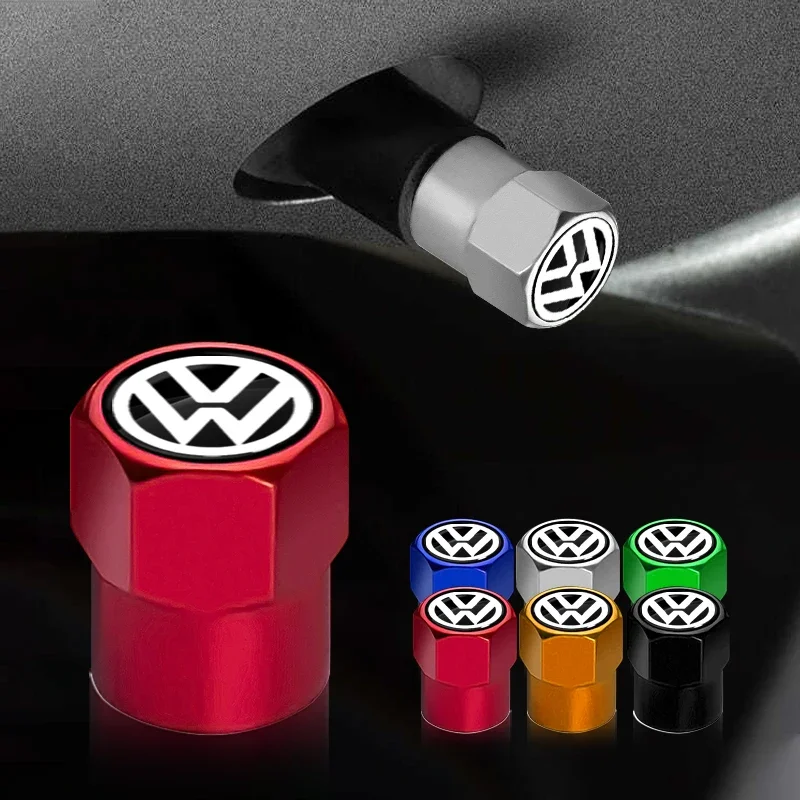 4 Stück Auto-Reifenventilkappen Staubschutz Auto-Emblem Zubehör für VW CC Polo 6R Golf 4 5 6 7 MK7 MK4 MK6 Passat B6 B8 T4 T5 Tiguan – Detail 1