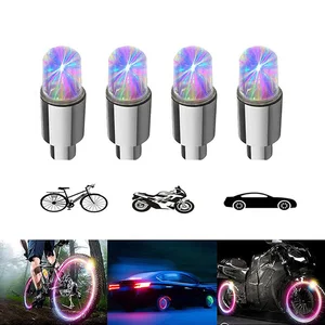 4x neon tire valve lid Durable Lights Vibrating Lights flashing wheel tire valve lids for car valve lids with motorcycle lights Main Sales Valve Moto Tire - №2