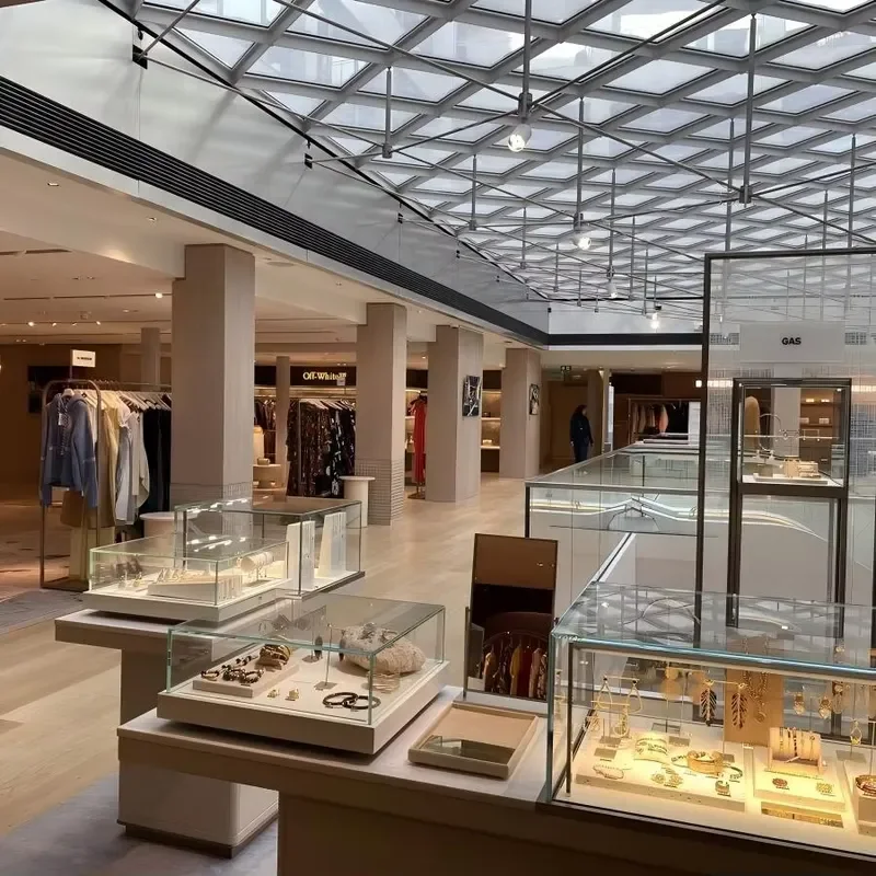 Jewelry Display Cabinet Single Tower Glass Showcase for Ring Necklace Retail Store