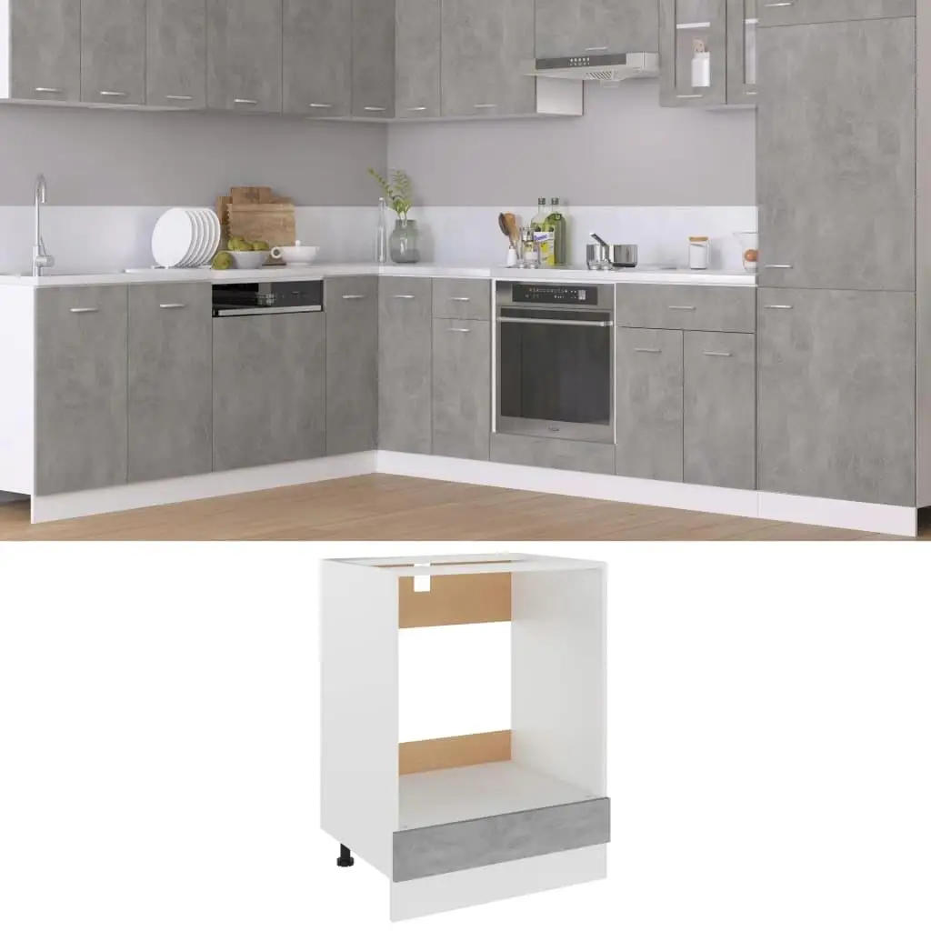 Concrete Gray Oven Cabinet 23.6x18.1x32.1 in Engineered Wood - Stylish Kitchen Storage Solution