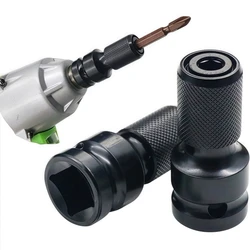 1pcs 1/2 Inch Square Drive to 1/4 Inch Hex Socket Adapter Converter Chuck Adapter for Impact Air and Electric Wrench