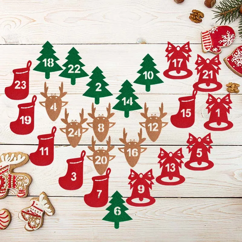24 Stück Weihnachts-Countdown-Aufkleber, Weihnachtsdekoration, Weihnachtsgeschenkanhänger, Party-Geschenkverpackung, Versiegelung, Weihnachtsaufkleber