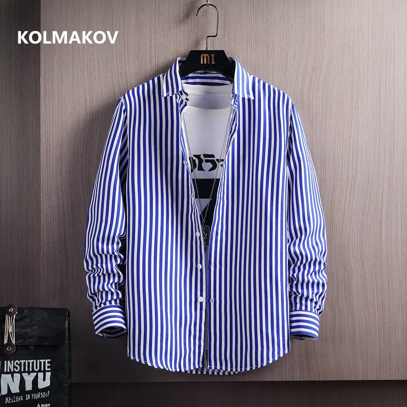 2023 Spring and summer New Men's Fashion long Sleeve Striped Shirt Mens Slim fit Business Casual High Quality Shirts men M-4XL