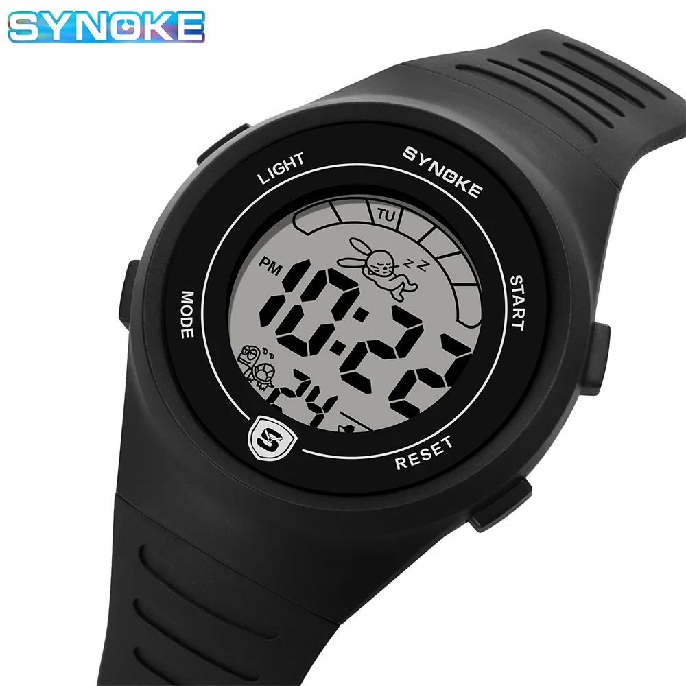 SYNOKE Kids Digital Watch Student Sports Waterproof Electronic Watch Shock Resist Multifunctional Children Seven Lights Watches