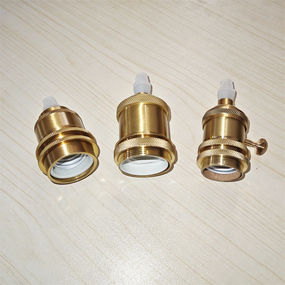 Brass Gold E26 E27 Hanging Lamp Holders with Cable Ceiling Lamp Holder Socket Nordic Half Teeth Lampshade Base for Pendant Lamp