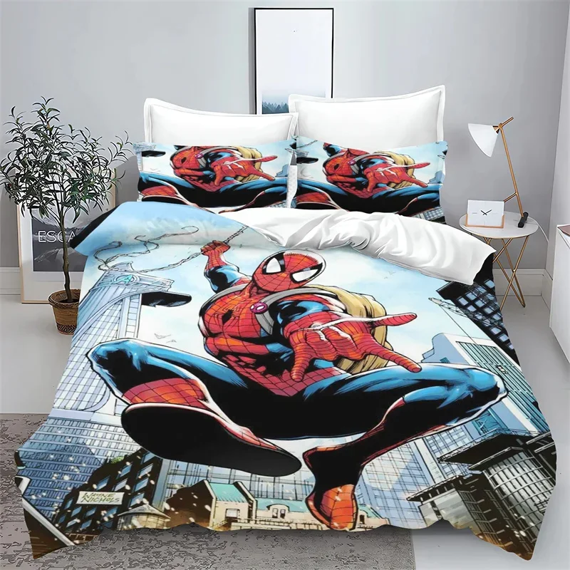 Juego de funda nórdica de animación de Spiderman para niños, ropa de cama con estampado 3d, juegos de edredón de tamaño King, regalo para niños, 3 piezas