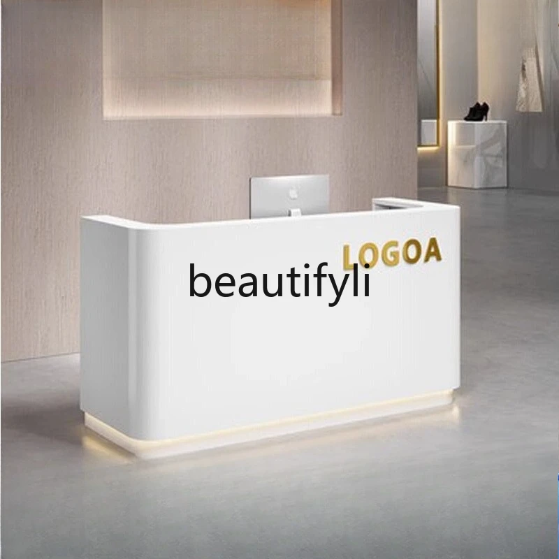 

Cashier Counter Small Beauty Salon Clothing Store Simple Modern Lacquered Bar Counter Company Front Desk Reception Desk