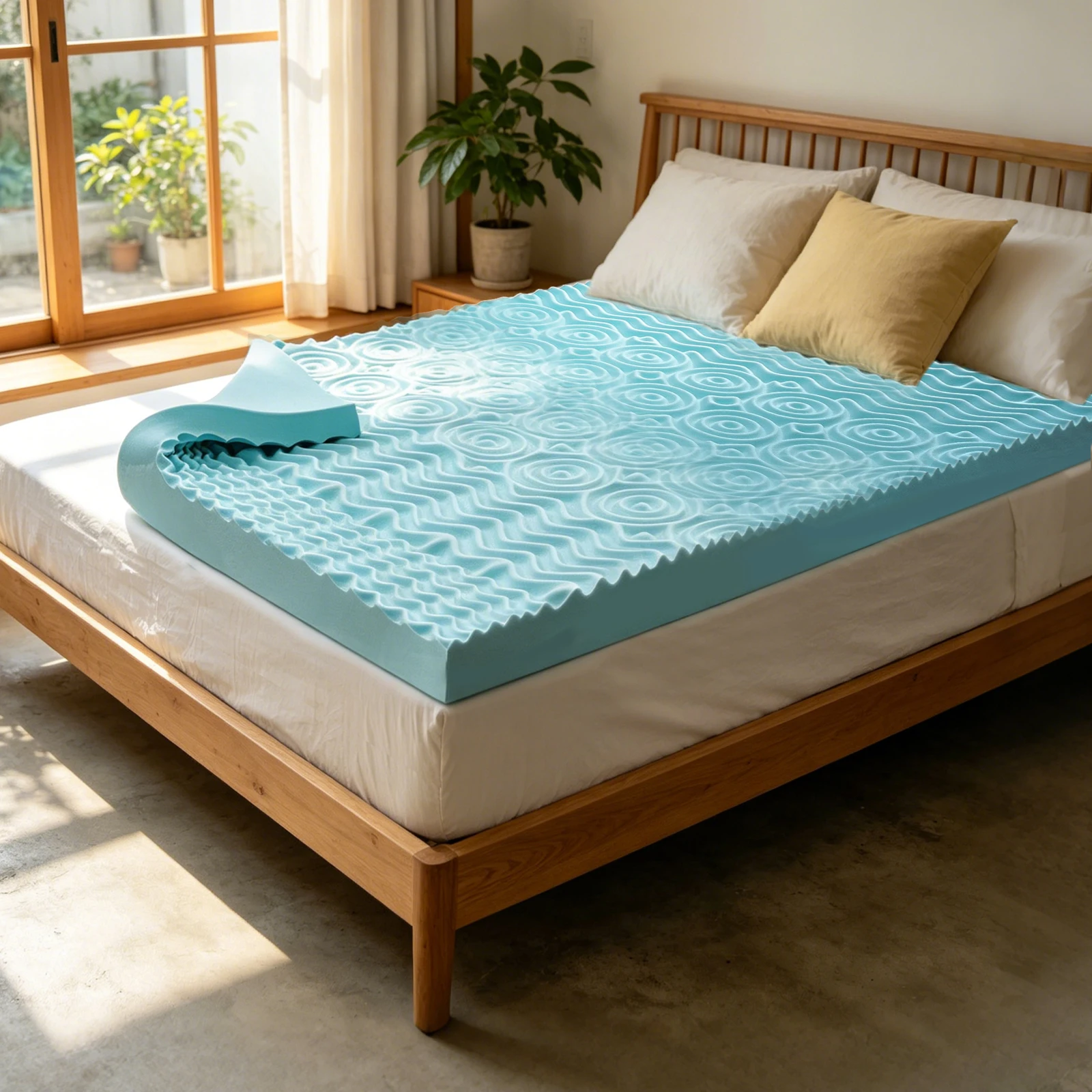 Materasso in memory foam a 5 zone, con gel rinfrescante, topper in memory foam e cuscinetti rinfrescanti per il letto, completo di copripiumino, ideale per la camera da letto e per chi soffre di
