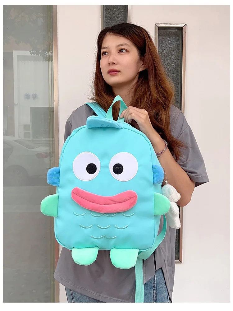 Cute Cartoon School Bag Girls Backpack Cute Blue Junior High School Solid Color Backpack Large Capacity Female Backpack