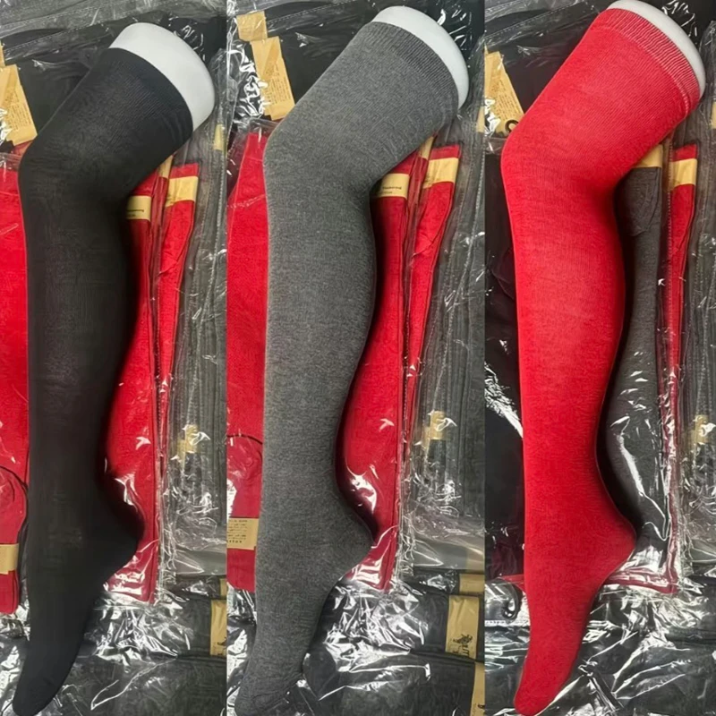 

Wool Socks Woman Autumn/Winter Solid Color Thigh High Medias Lolita Thick Warm Stockings Black White Long Leg Socks for Female