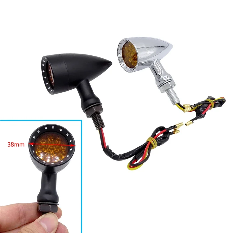 

Universal Motorcycle LED Bullet Red Amber Brake Turn Signal Tail Light Blinker Lights for Honda for Suzuki Cafe Racer