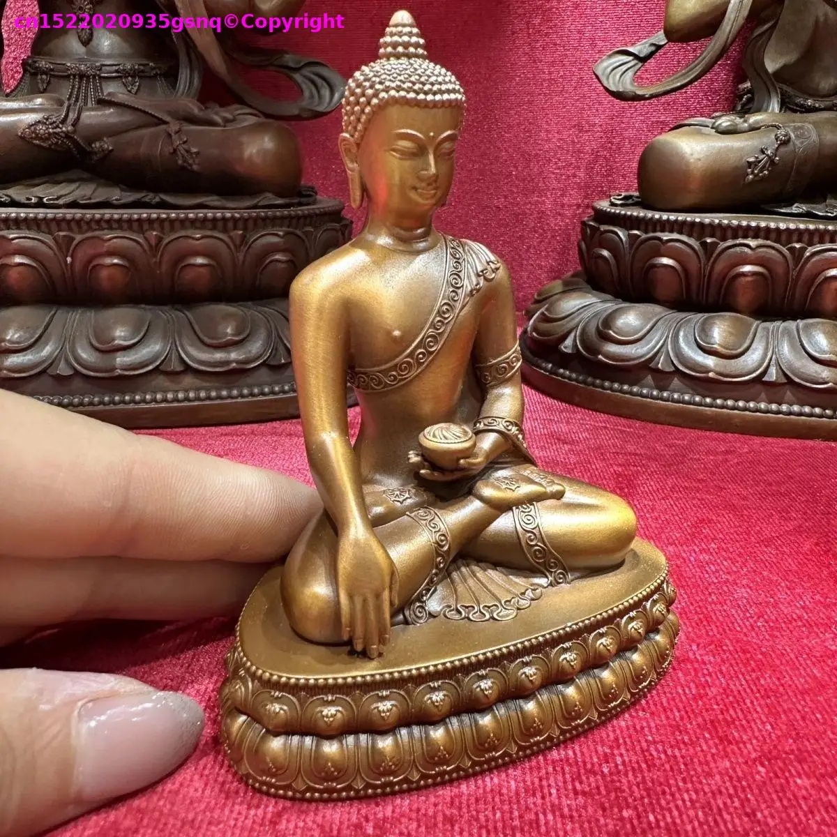 Buddhist HOME CAR Safety Protecting God Guardian copper carving small buddha statue Buddhist altar family monk worship