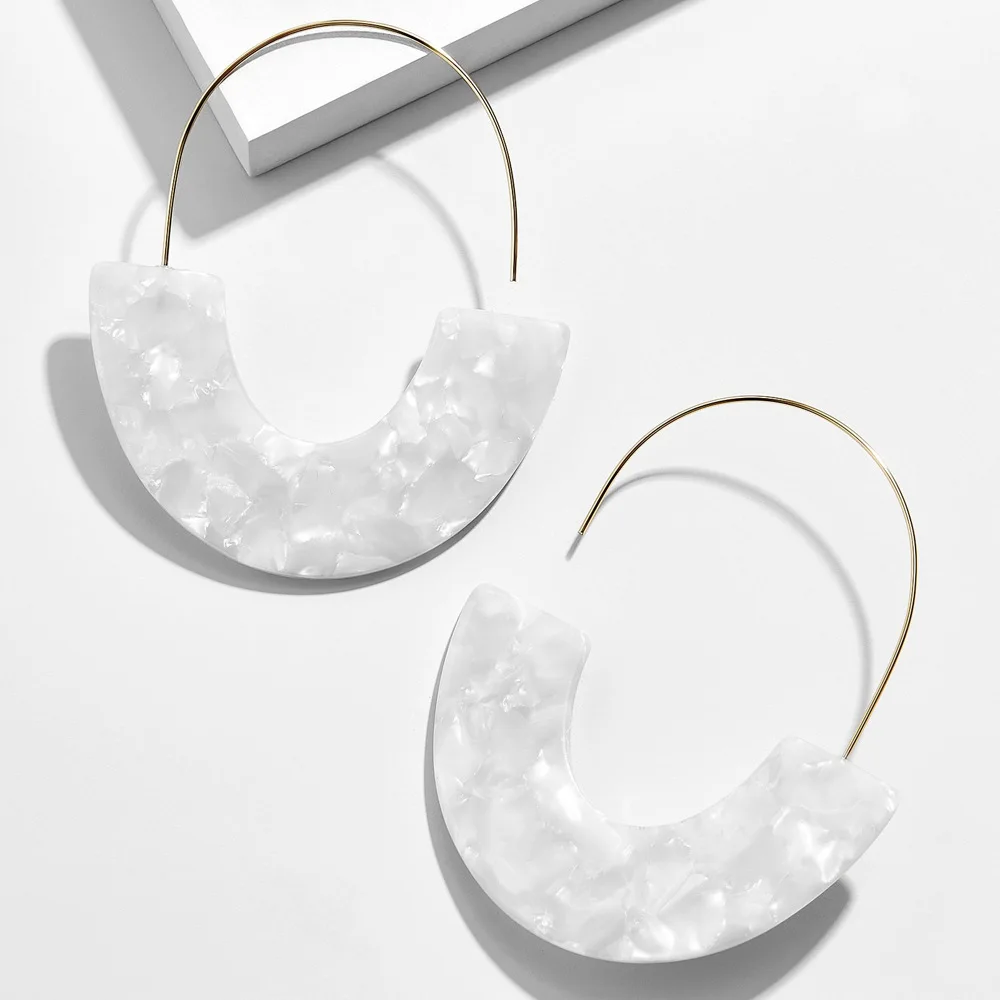 Exaggerated Semi-circular Acetate Acrylic Sheet Ear Hook for Women Minimalist Metal Personalized Earring Fashion Jewelry