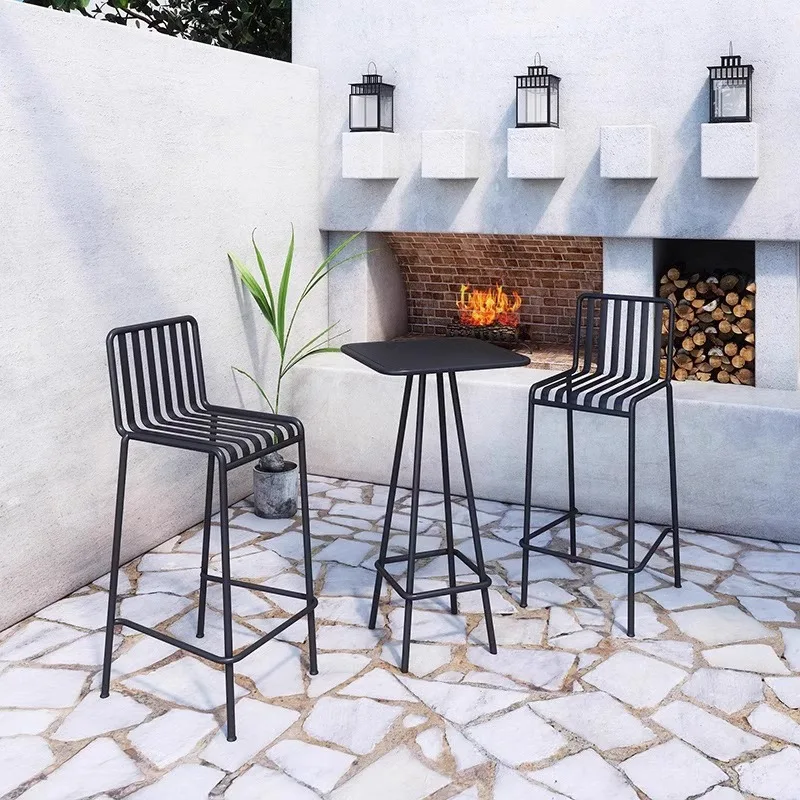 Outdoor wrought iron table and chair set shop cafe table and chair combination balcony villa leisure negotiation table and chair