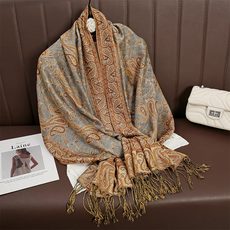 2024 Luxury Brand Winter Pashmina Shawl Lady Wrap Warm Autumn Scarves Design Print Female Foulard Cotton Stoles Scarf