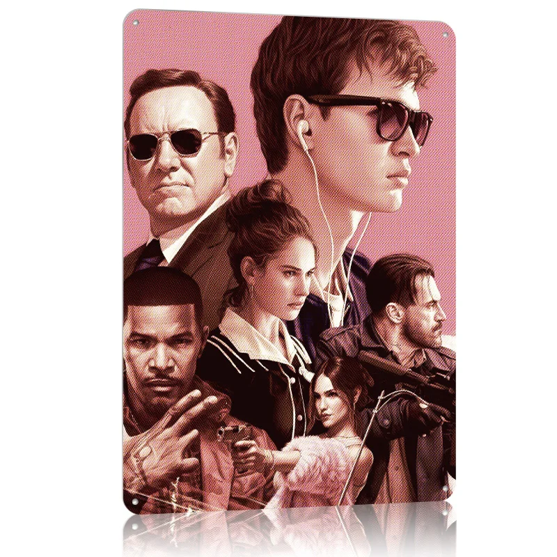 ملصق معدني مطبوع عليه فيلم سائق الطفل لتزيين غرفة النوم للمنزل، علامات قصدير معدنية قابلة للتخصيص لتزيين الحائط، عصا ديكو