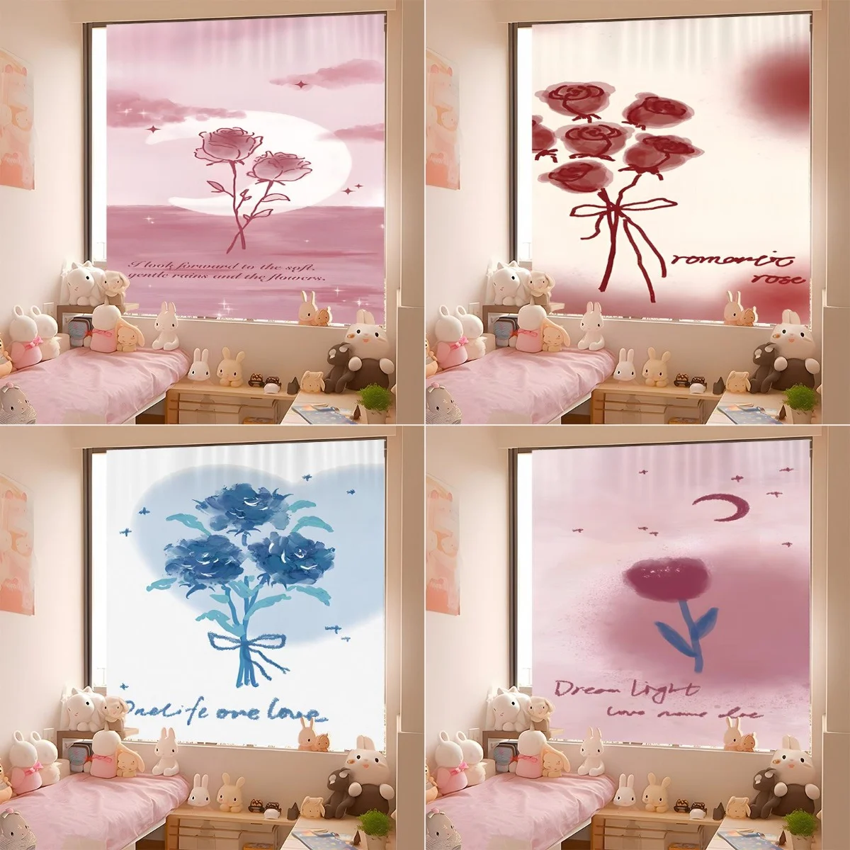 

Шторы VIKAMA с изоляцией, художественным рисунком роз и ручной росписью, без сверления, на липучке, для общежития, спальни, затемняющие, для домашнего декора