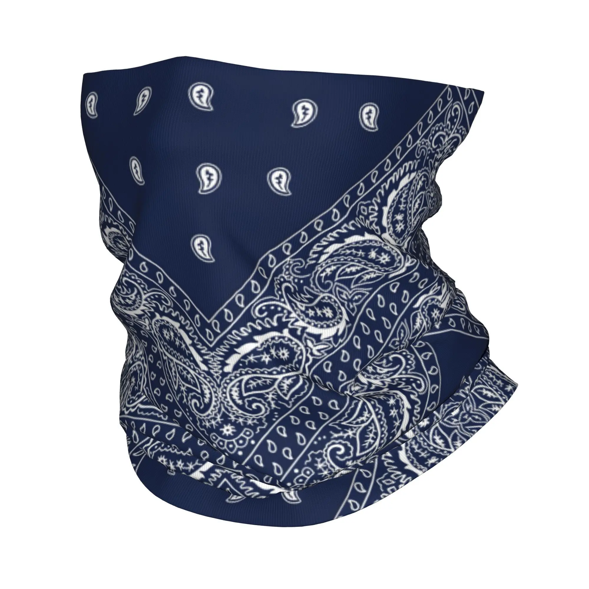 Benutzerdefinierte blaue klassische Paisley-Halstuch für Herren und Damen, winddicht, Winter-Vintage-Bandana-Schal zum Wandern