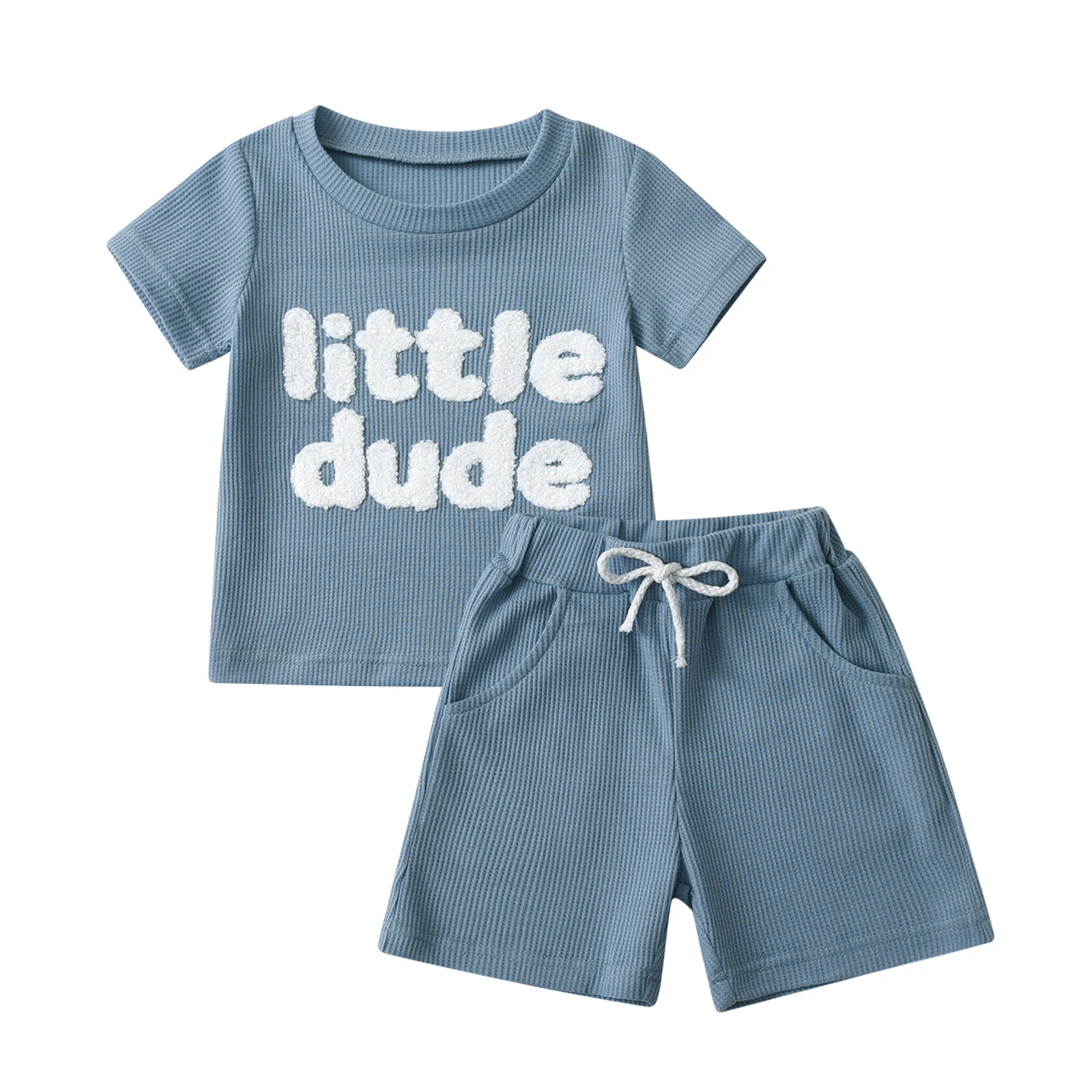 

Casual Toddler Baby Boy Clothes Set Summer Short Sleeves Tee Top with Letters and Shorts 2pcs Boys Outfits Tracksuit for 0-2Yrs