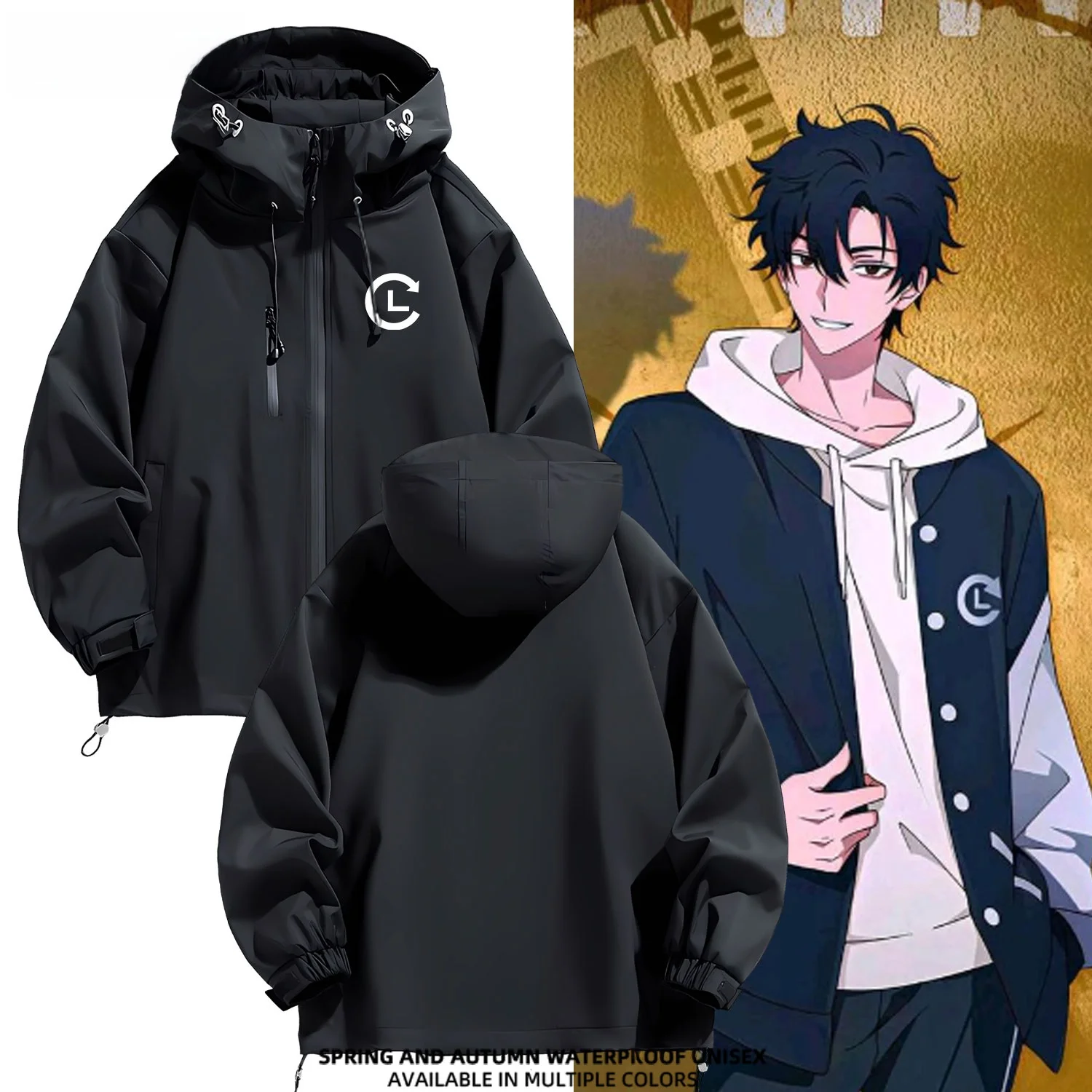 

Куртка-худи в стиле аниме, водонепроницаемая, повседневная верхняя одежда из полиэстера, для весны, осени и зимы, молодежная модная уличная одежда