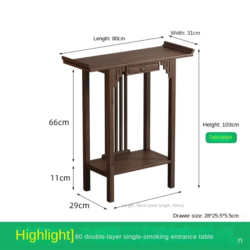Nieuwe Chinese stijl offertafel voor de God of Wealth, bamboe en massief houten entreekast, moderne woonkamer Boeddhistische nich