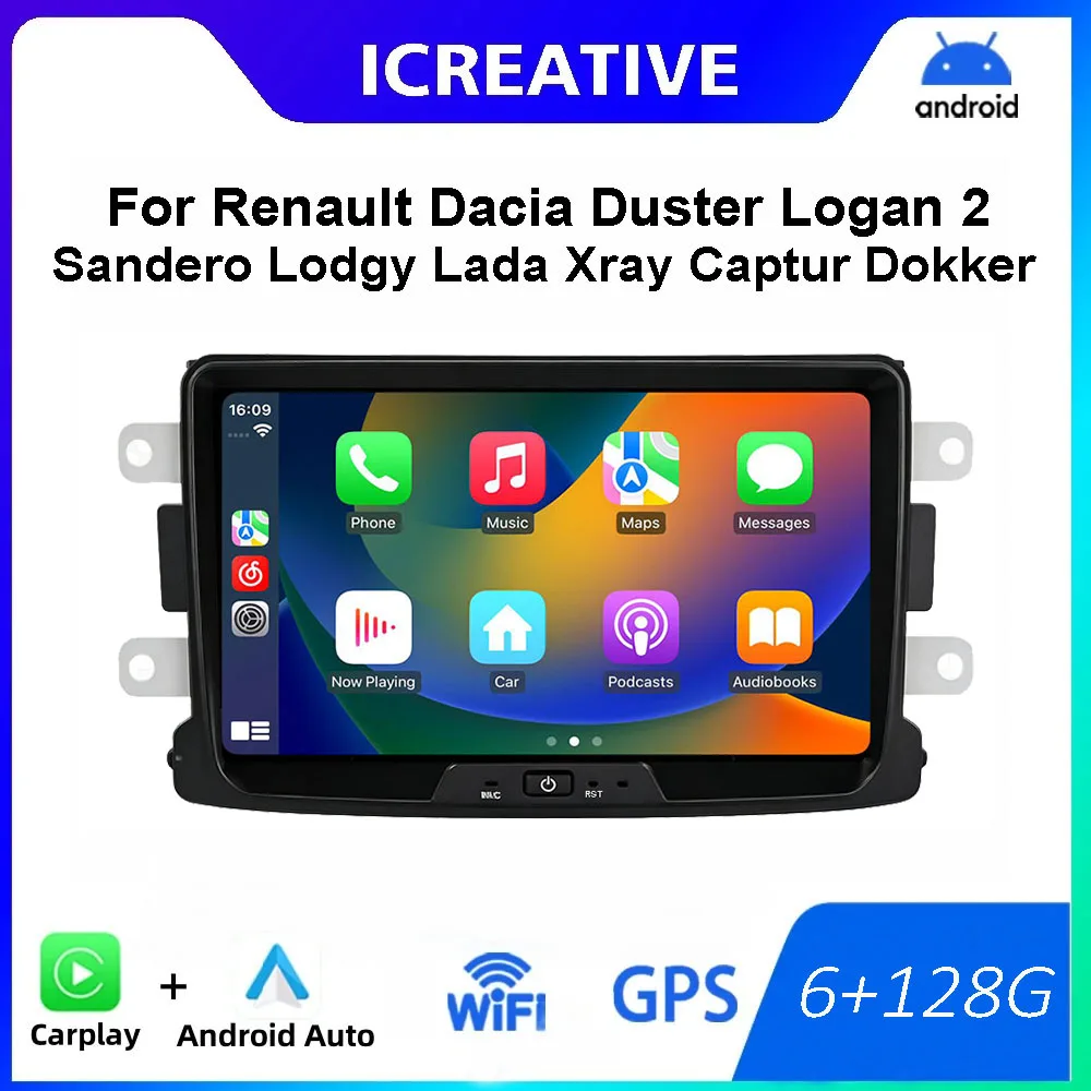 Reproductor Multimedia para Dacia Logan Dokker Duster Sandero Lodgy 2012-2017 Renault Captur Symbol Radio de Coche Android GPS Carplay Auto