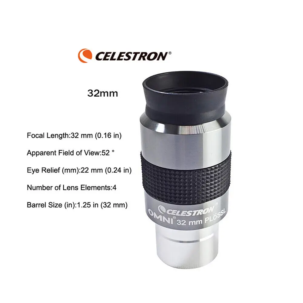 Imagem -02 - Celestron Omni Plossl Ocular Lente do Telescópio Astronômico 1.25 32 mm