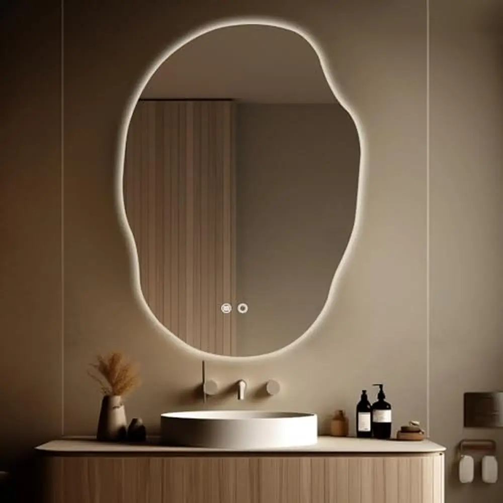 

LED Bathroom Vanity Mirror Anti-Fog 25 x 35 Inch 3 Colors Dimmable Light Easy Install Waterproof IP 54 Long Service Life Silver