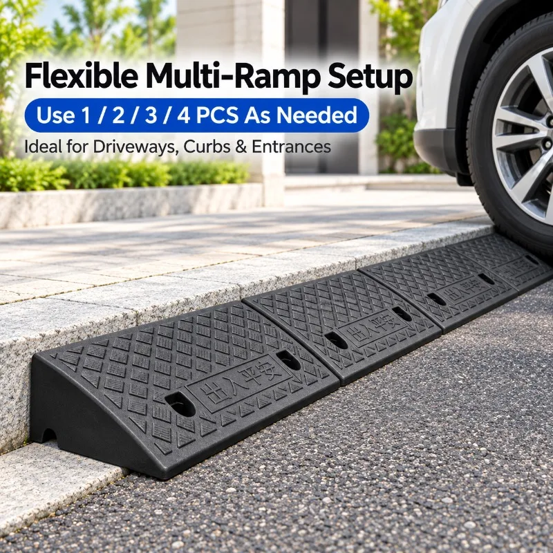 Plastic Kerb Ramp 60mm Height 1-4PCS Non-Slip Threshold Curb Ramp for Cars Bikes Wheelchairs Driveway Entrance Smooth Access